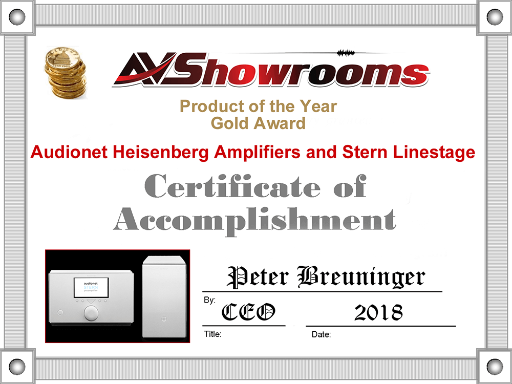 Audionet Heisenberg Stern product of the year 2018